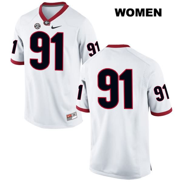 Georgia Bulldogs Women's David Marvin #91 NCAA No Name Authentic White Nike Stitched College Football Jersey PTC0556UV
